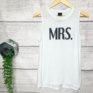 Modern Lux “MRS”White Muscle Tee Size Medium Sleeveless Bride-to-be T-Shirt